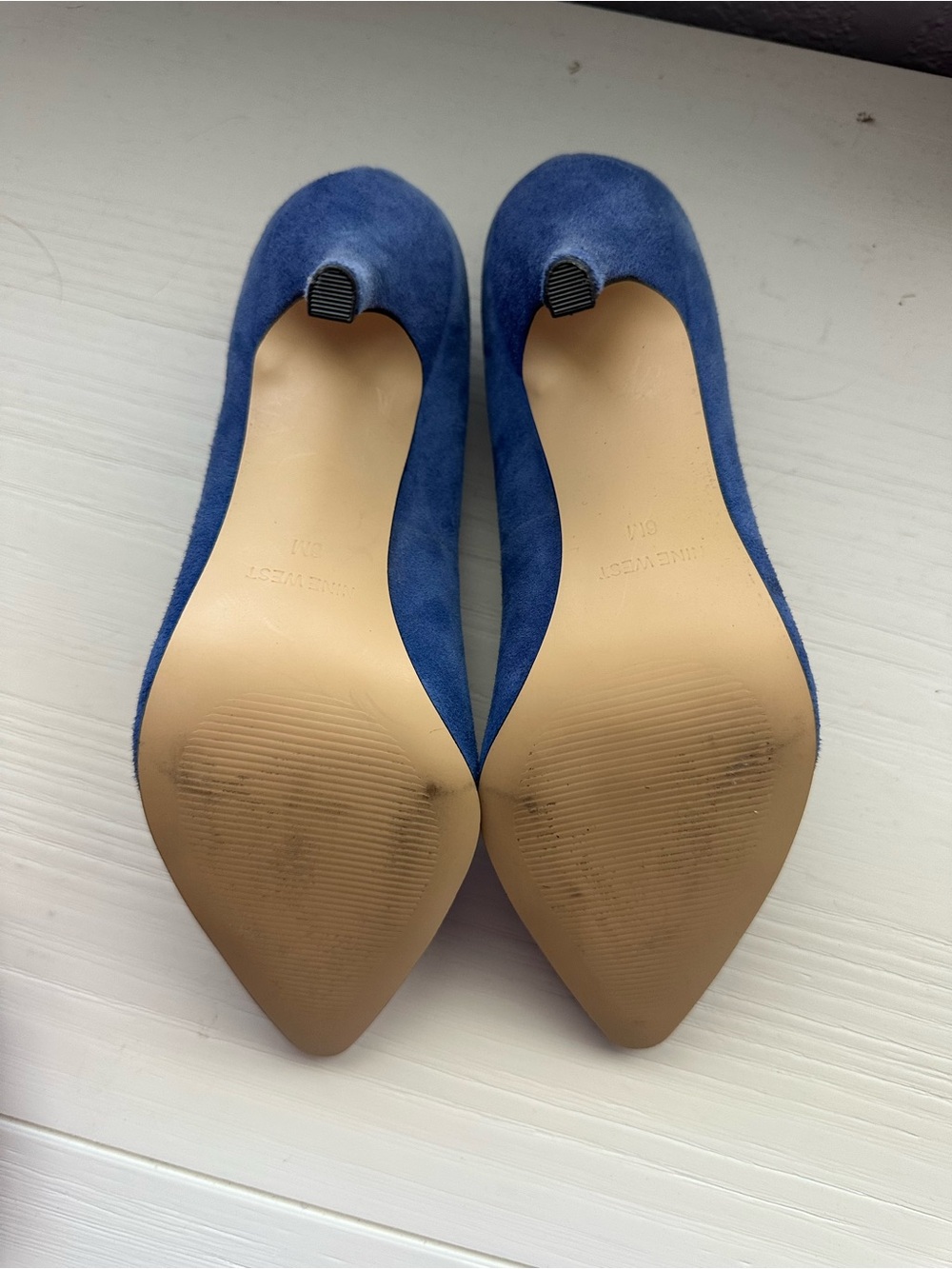Classic Blue Suede Pointed-Toe Pumps - Picture 3 of 5